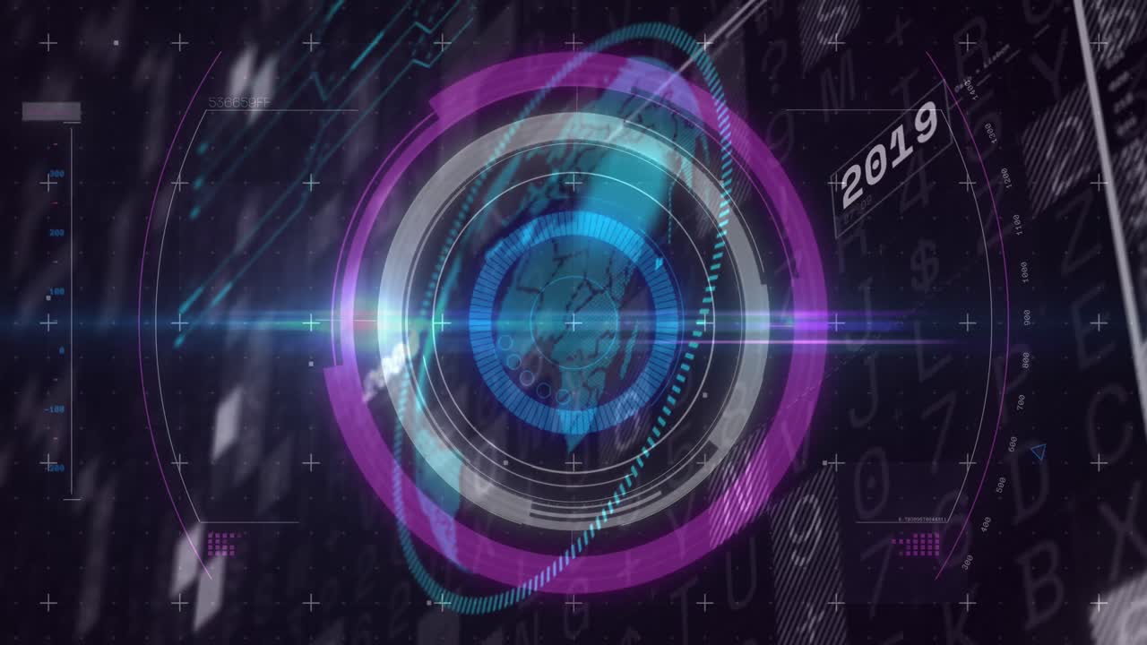 animación del escaneo del alcance y el procesamiento de datos financieros sobre un fondo negro