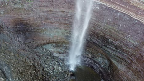 waterfall at the devils punch bowl top down view at stoney creek, hamilton