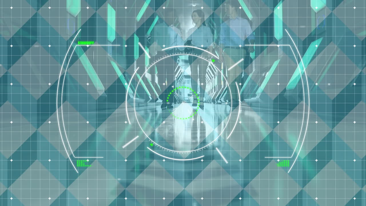 걸어다니는 사업가들 위에서 금융 데이터 처리의 애니메이션