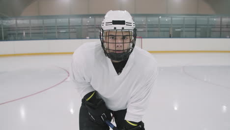 Zoom-In Portrait Of Male Hockey Player