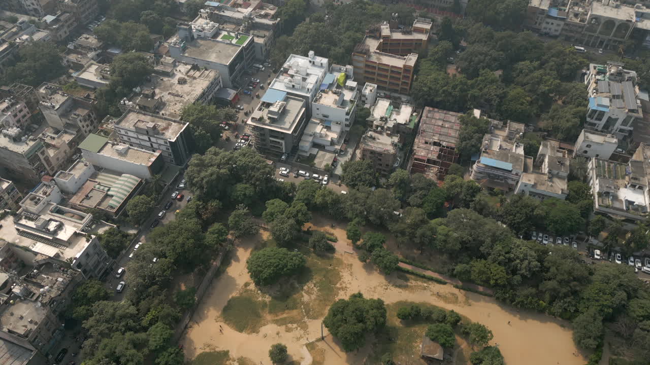 Ajmal Khan Park In Central Delhi India Drone Flyover 4K 60FPS