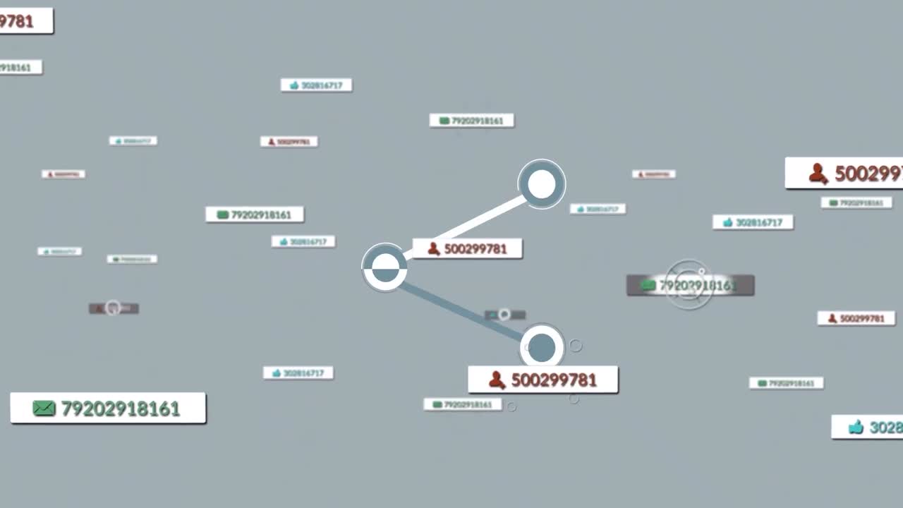 회색 배경의 아이콘 위에 소셜 미디어 텍스트의 애니메이션