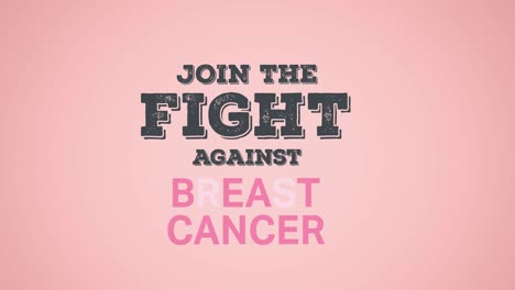 animation of breast cancer text appearing on pink background
