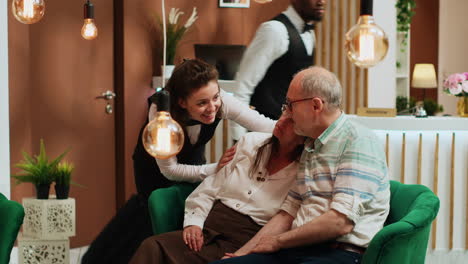 old couple sleeping on each other