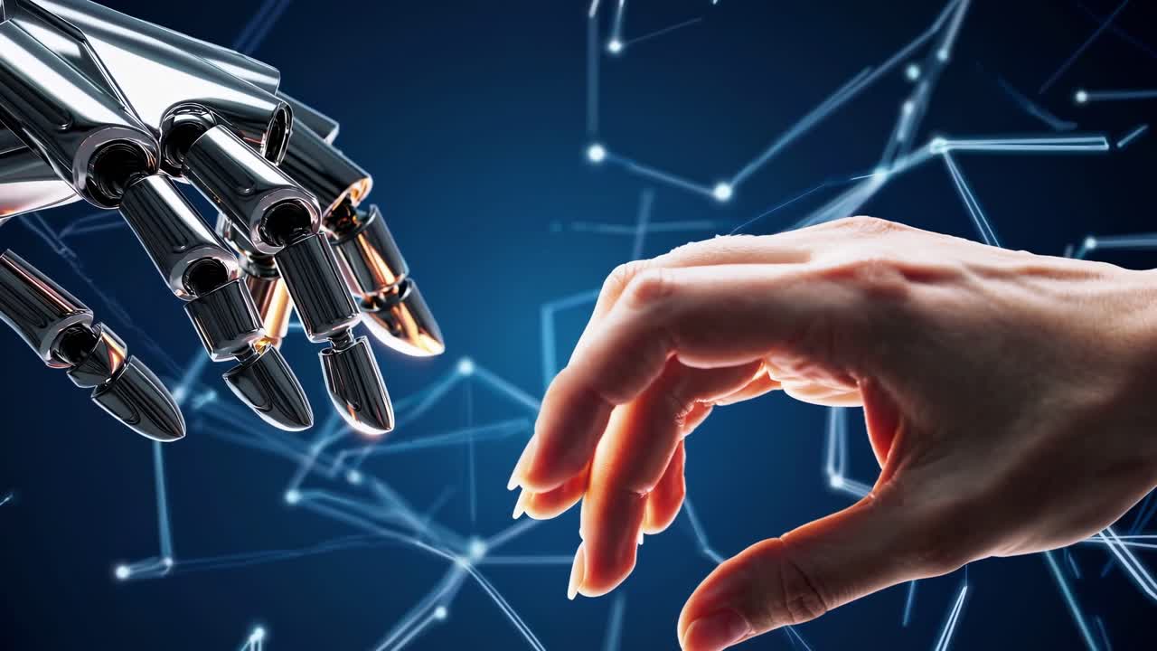 manos humanas y robóticas tocándose