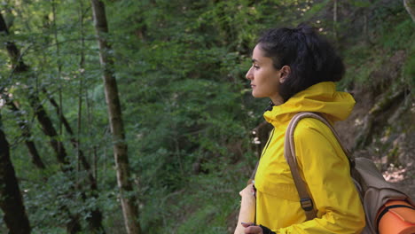 woman hiking in a forest