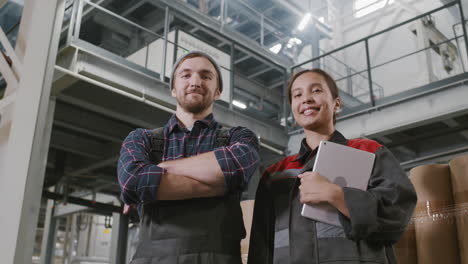 portrait of young factory workers