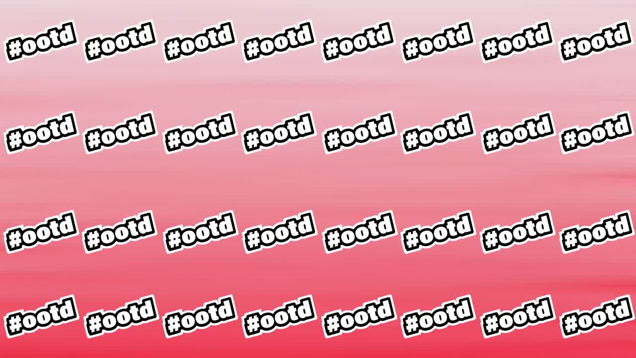 composición de texto ootd con hashtag repetido en fondo rojo