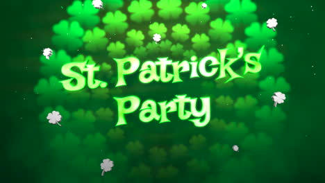 St.-Patrick-Party-Mit-Einer-Wolke-Aus-Kleeblättern-Auf-Grünem-Farbverlauf