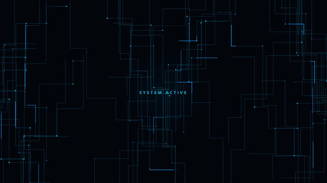 Digital Network Grid with System Active Text Overlay