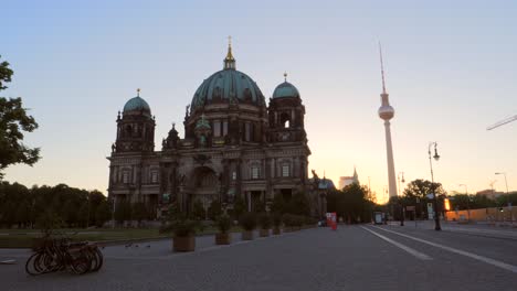 berliner dom and fernsehturm at sunrise