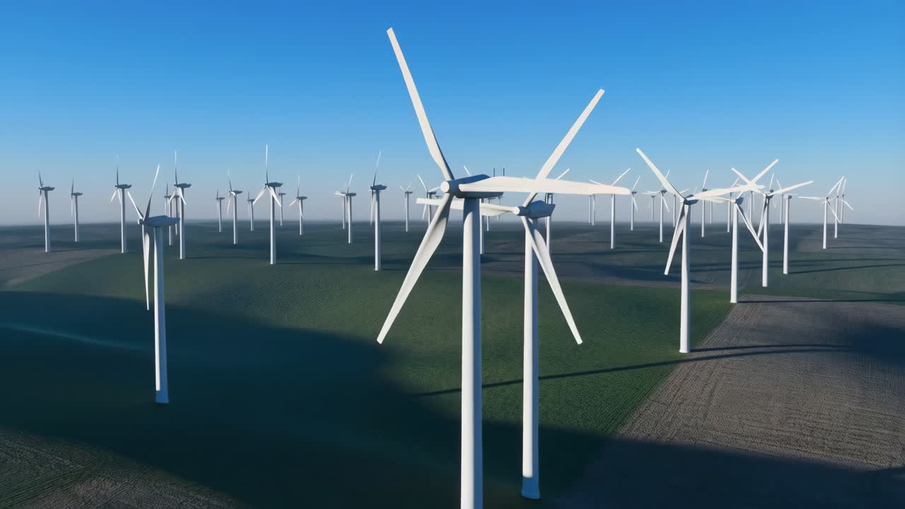 Wind Farm Generating Clean Renewable Energy on a Sunny Day