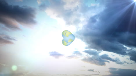 animación de nubes sobre el sol y el cielo azul