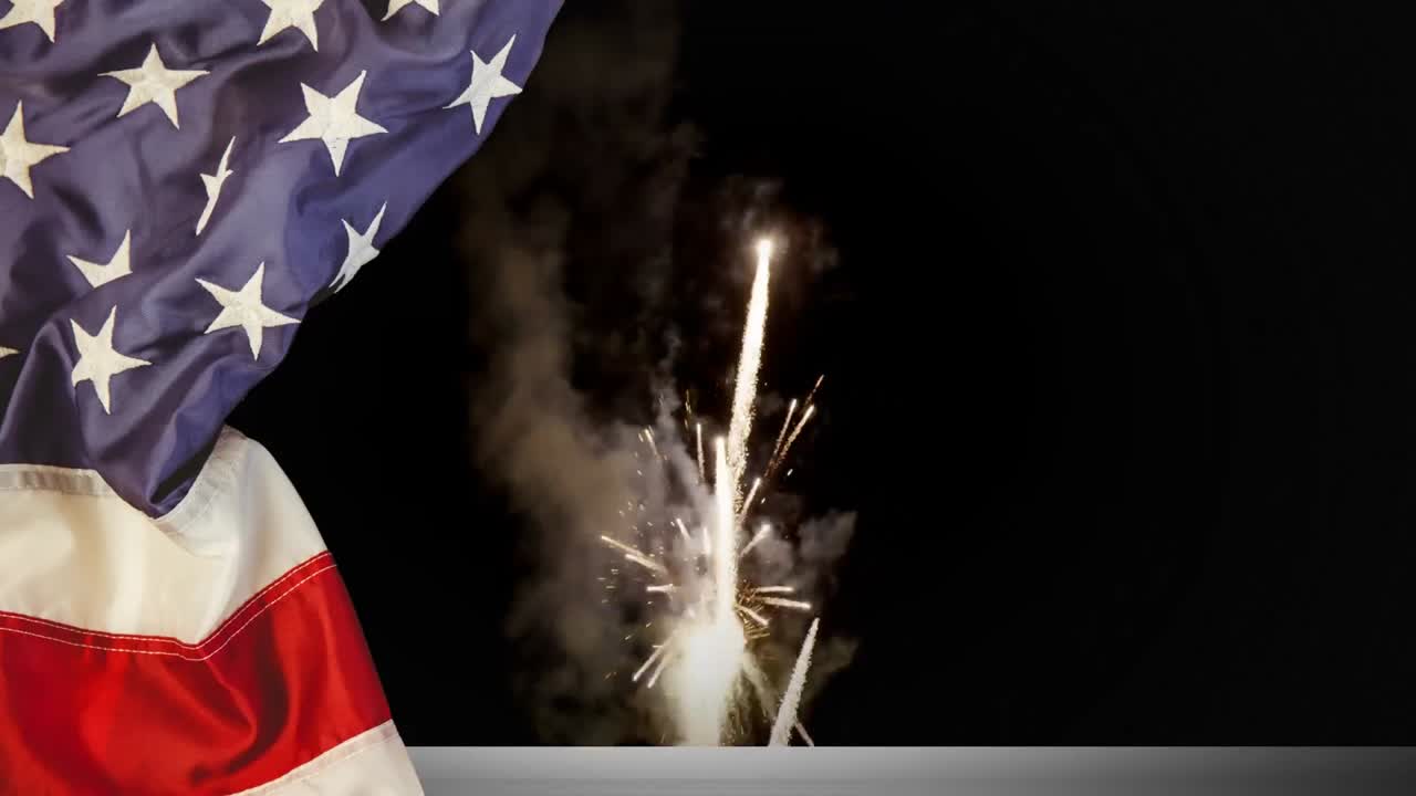 Digital animation of fireworks on the skyline at night 4k