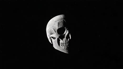 A Haunting Fusion of Death and Cosmic Mystery: A Skull and Moon Blend in a Stellar Abyss, Capturing the Intrigue of the Universe&#039;s Dark Side