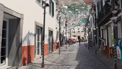 charming portuguese street scene with fish decorations