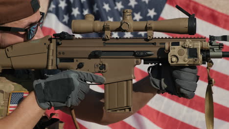 brutal us military man with rifle