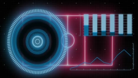 animation of financial data processing over sports field