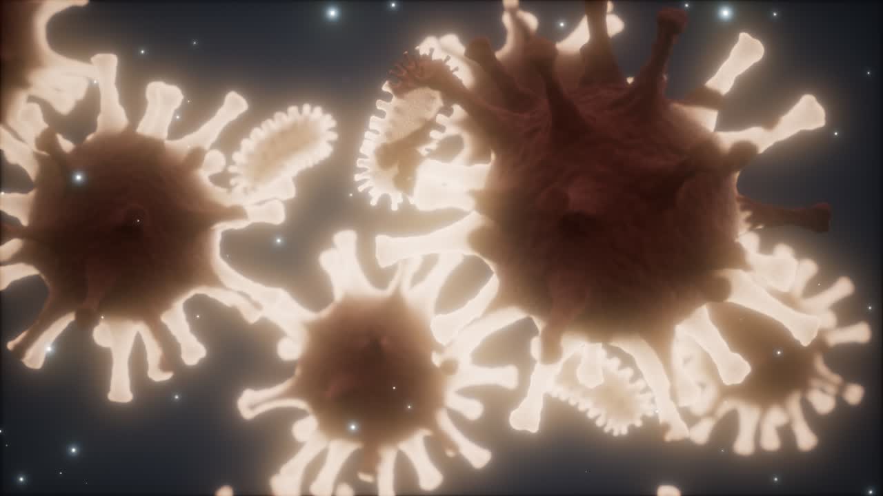 Bacteria virus or germs microorganism cells under microscope with depth