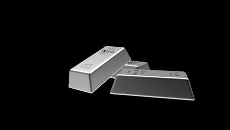 3d animation of rotation of silver bars on a black. alpha channel. 4k