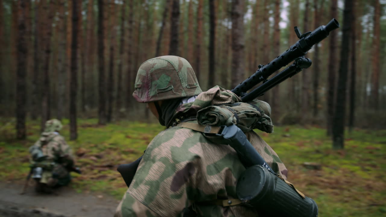 German Soldier in World War II Forest