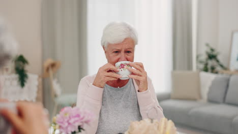 Relax,-happy-and-tea-party-with-old-woman