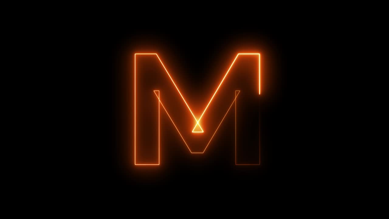 Neon animation seamless Letter M . 4K video background.