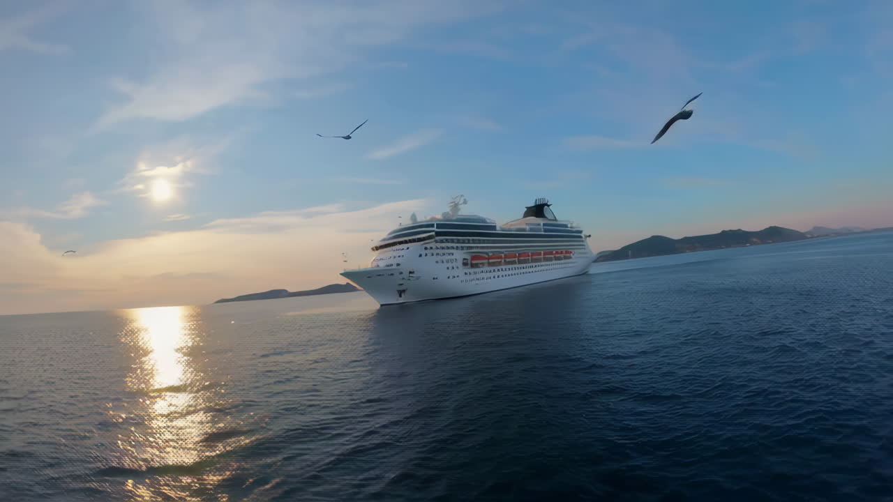 해가 지는 순항선