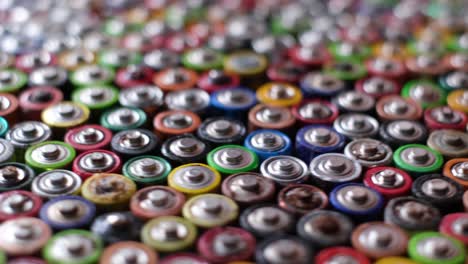 a large number of colored finger batteries a large number of colored finger batteries movement in a circle used aa batteries