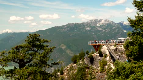 panning view from the top of the sea to sky gondola ride near squamish, canada and darrell bay