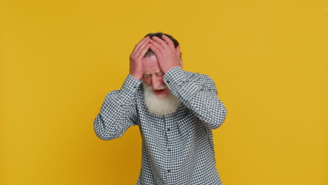 irritated angry senior old man screams from stress tension problems shock rage nervous quarrel