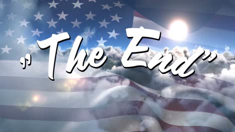 the end sign in the sky and the american flag