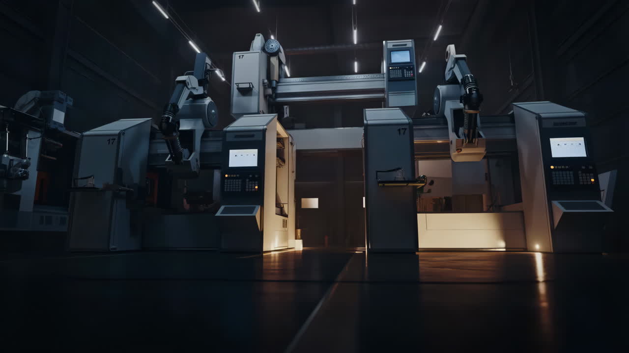 Modern Industrial Factory with Automated Manufacturing Machinery