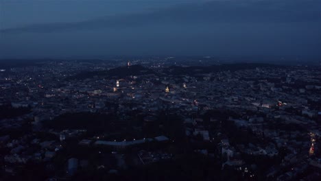 aerial view of a city at night