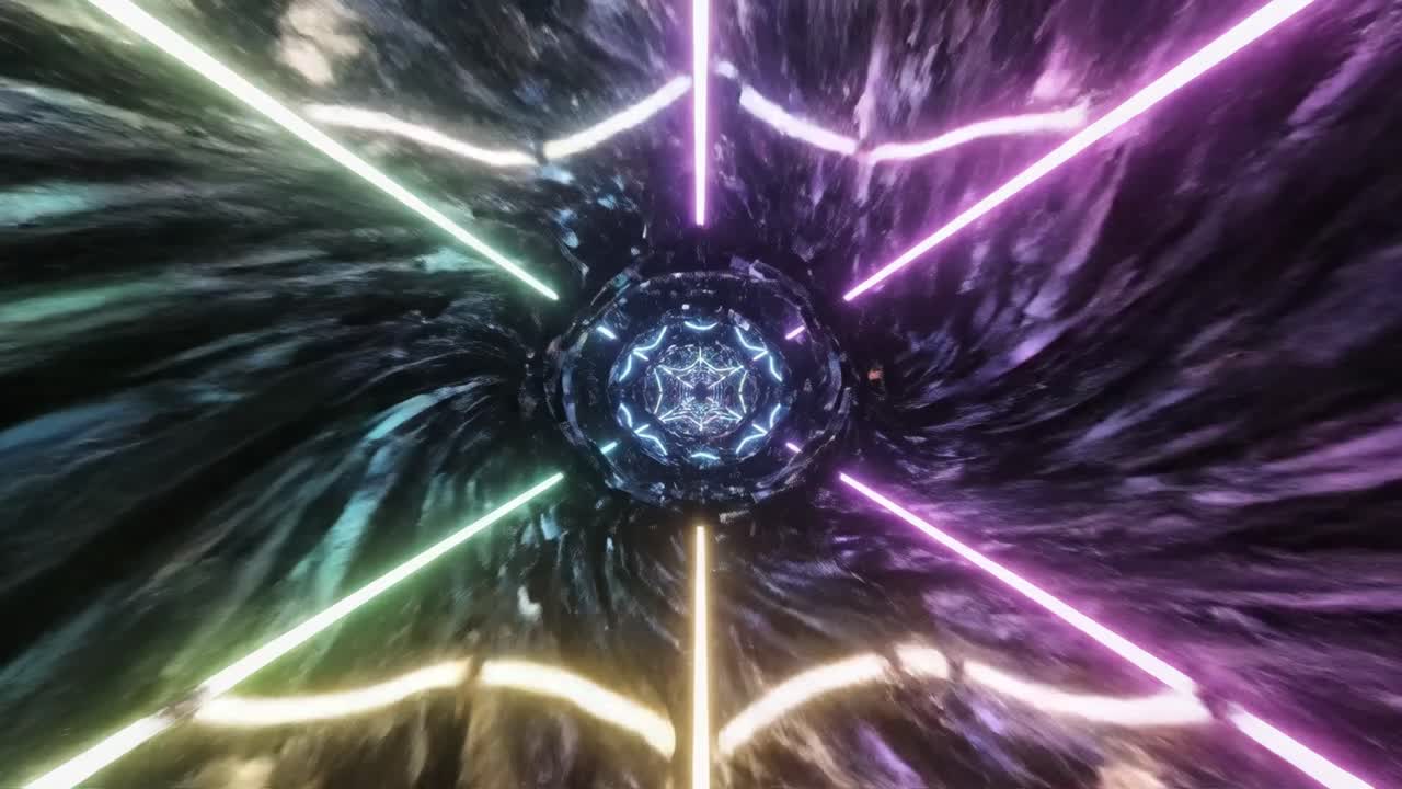 Abstract Tunnel with Geometric Lights