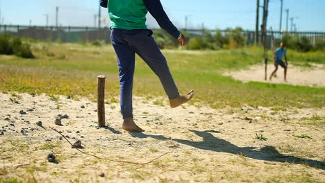 player playing football in the ground 4k