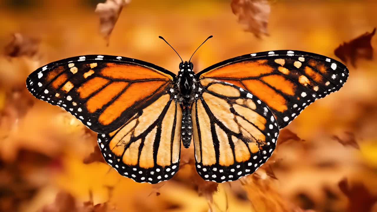 Autumn Leaves and Monarch Butterflies