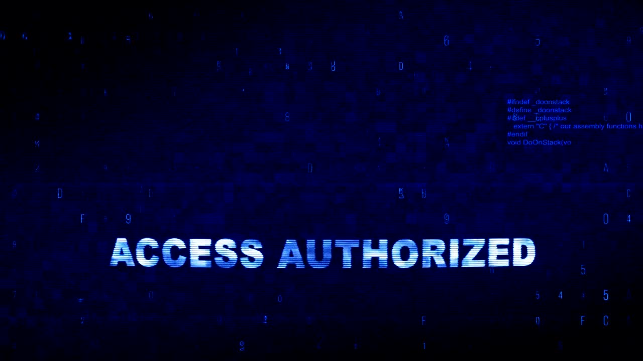 Access Authorized Text Digital Noise Twitch Glitch Distortion Effect Error Loop Animation.