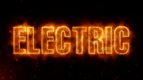 electric word hot burning on realistic fire flames sparks and smoke continuous seamlessly loop animation