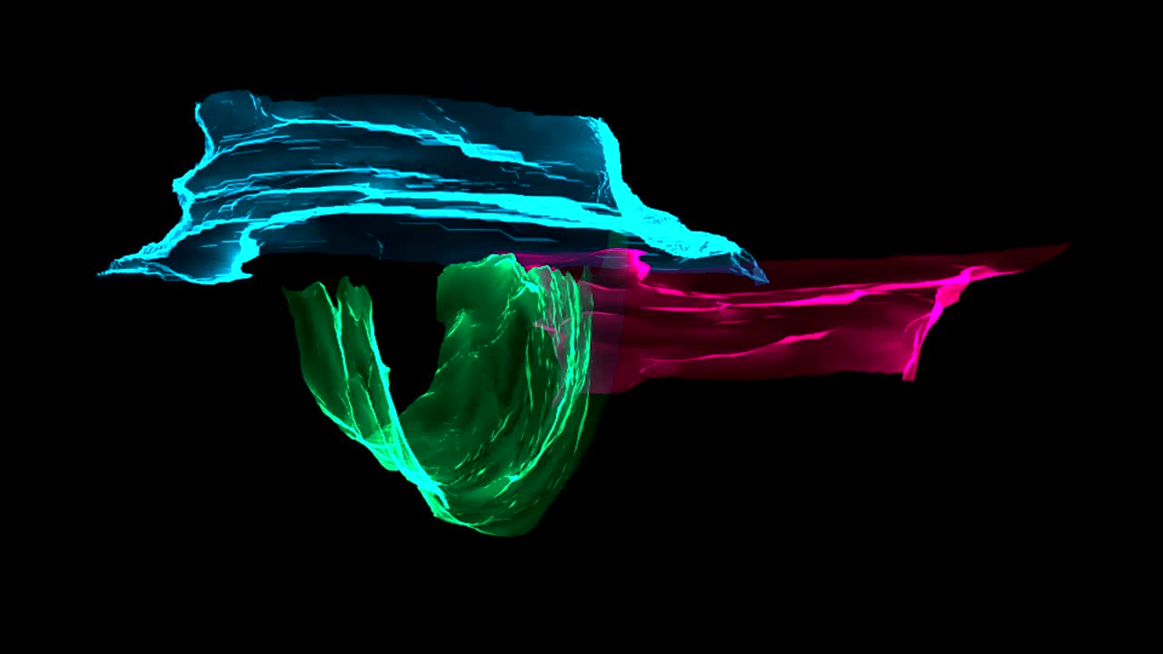 Colorful distorted ribbons flying on wind, romantic 3d rendering computer generated backdrop