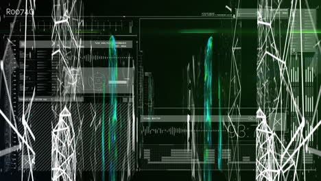 animation of data processing and networks of connections over computer servers