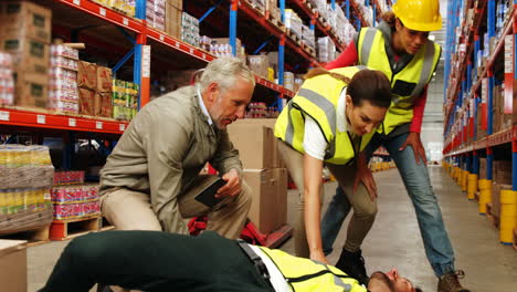 warehouse worker having an accident