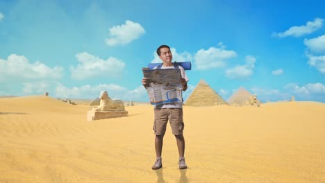 tourist exploring the pyramids of egypt