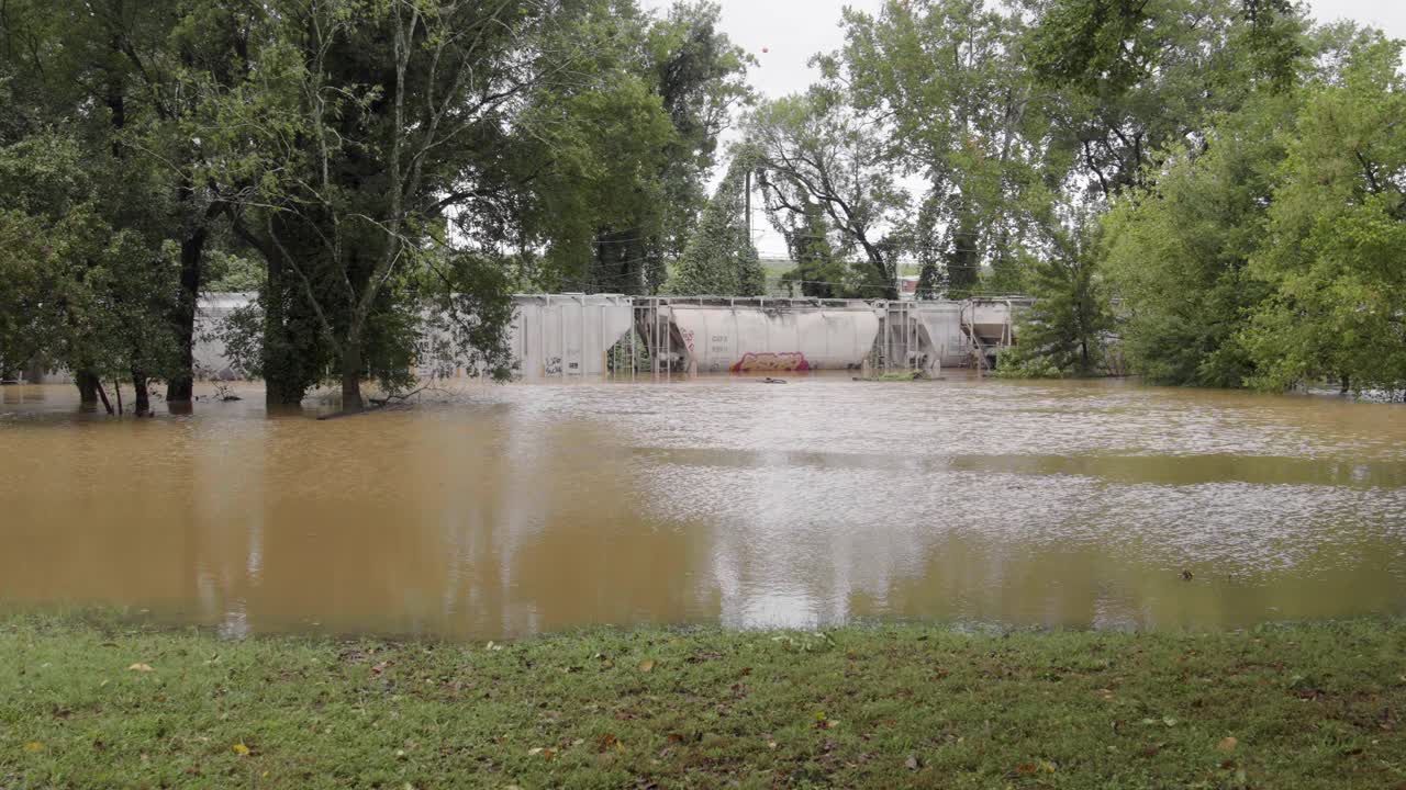 Hurricane Helene flooding from The Chattahoochee River in Atlanta, Georgia.
