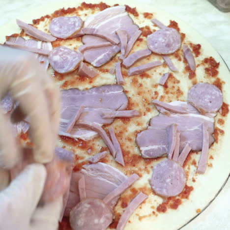 fresh original italian raw pizza, preparation in traditional style. sqare video