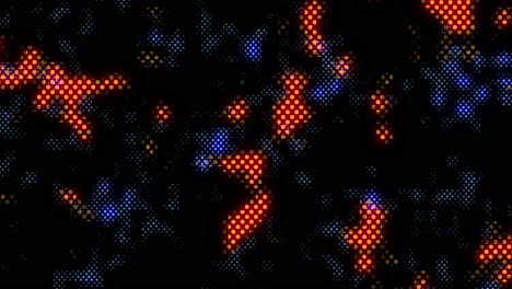 Hexagonal-pattern-of-blue-and-red-dots-on-black-background