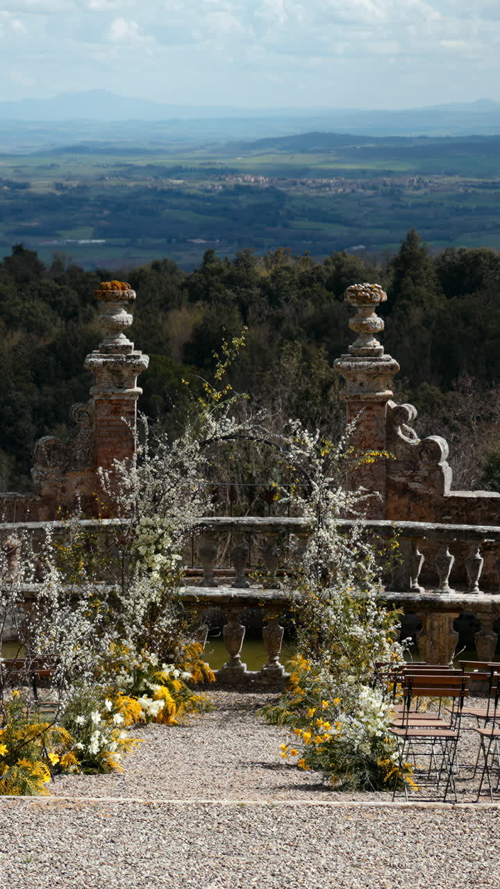 Scenic Balcony View with Floral Decorations