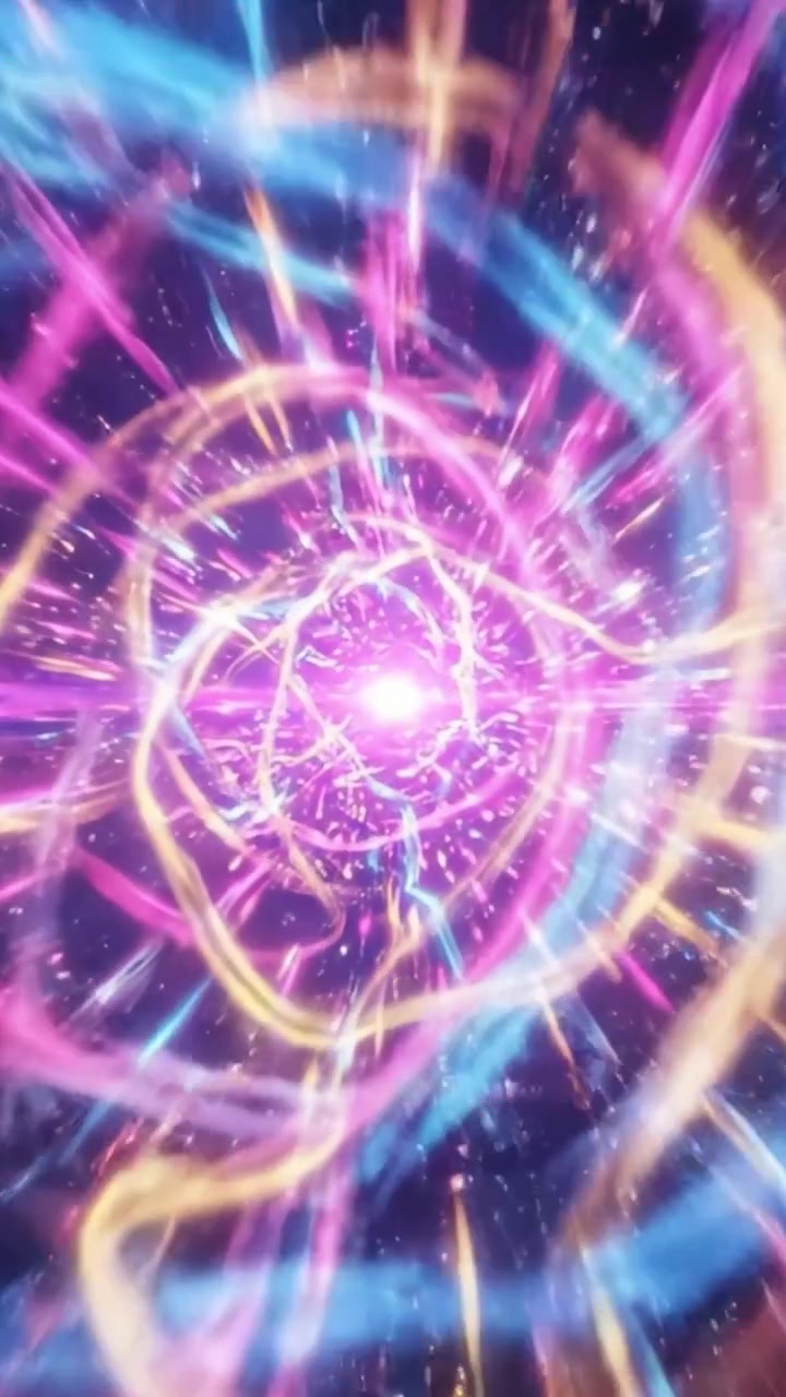 Un viaggio cosmico mozzafiato attraverso colori vivaci e luce, che cattura l'essenza del movimento e dell'energia interstellare in uno sfavillante spettacolo di radiosità mista.