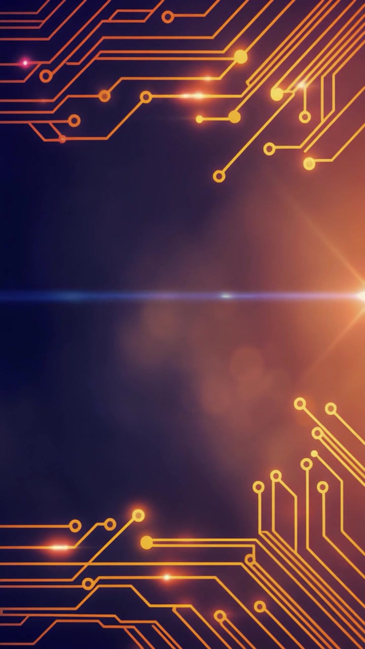 Linee di circuito stampato luminose su sfondo scuro