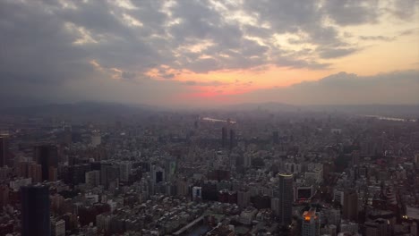 taiwan sunset sky taipei cityscape high aerial panorama 4k